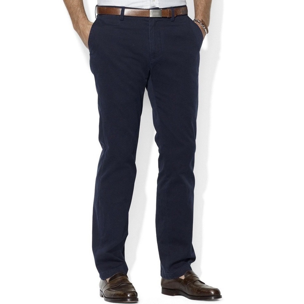 Polo Ralph Lauren Mens Navy Blue Stretch Straight Fit Chino Pants‎ 33x30